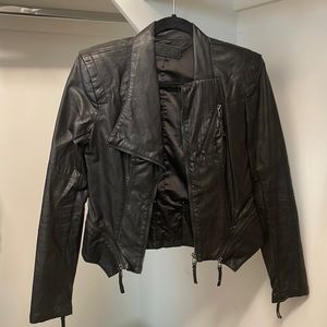 Blank NYC Faux Leather Cropped Moto Jacket, size XS